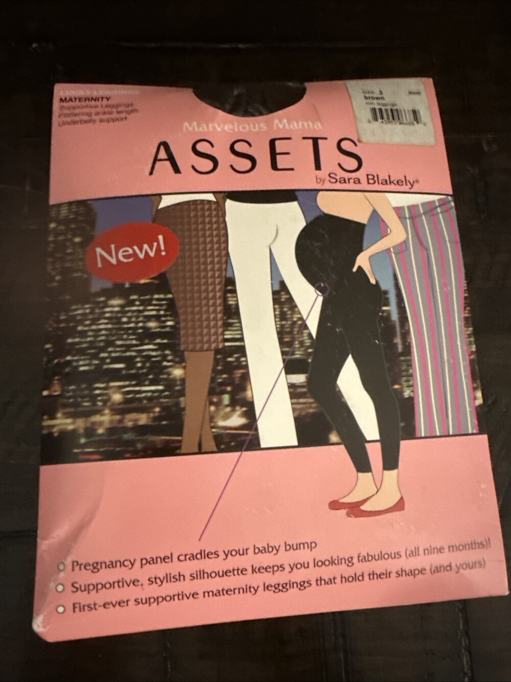 Spanx Marvelous Mama size 3 black opaque stripe maternity tights